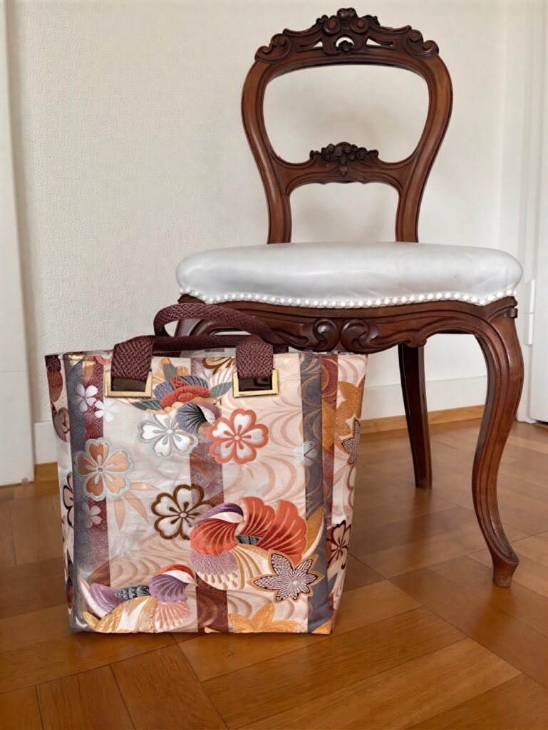 Momoyama Oshidori 桃山時代からの鴛鴦 鳥の柄のオレンジ系の帯バッグ ai